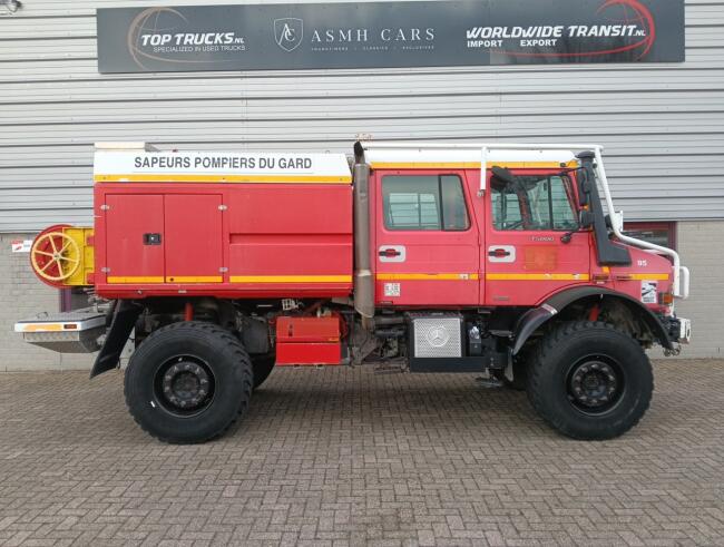 Unimog U 5000 Mercedes Benz -4x4 - (type 437.4) 4000 ltr -Lier, Winch -Feuerwehr Doppelkabine,Uberrollkafig - Cimaex TT 4887