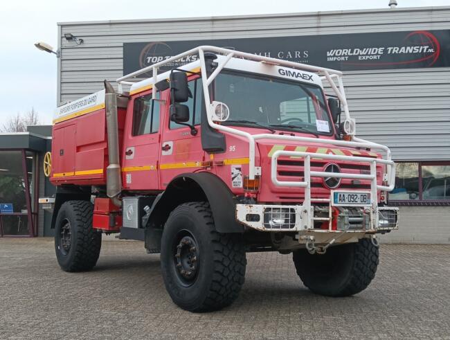 Unimog U 5000 Mercedes Benz -4x4 - (type 437.4) 4000 ltr -Lier, Winch -Feuerwehr Doppelkabine,Uberrollkafig - Cimaex TT 4887