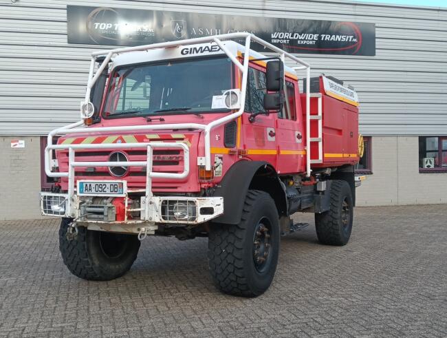 Unimog U 5000 Mercedes Benz -4x4 - (type 437.4) 4000 ltr -Lier, Winch -Feuerwehr Doppelkabine,Uberrollkafig - Cimaex TT 4887