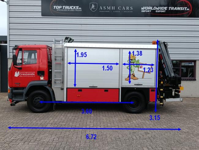 DAF 55.230 TI HIAB 8.7 TM Kraan, Crane, Kran -Brandweerwagen, Firetruck, Feuerwehr -Aggregaat, Generator TT 4922-A