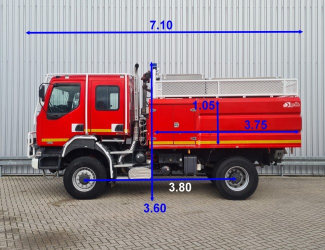 Renault Midlum 370 DCI 4x4- 4.000 ltr - 500 ltr Foam, Brandweer, Feuerwehr, Fire - Doppelcabine TT 4568