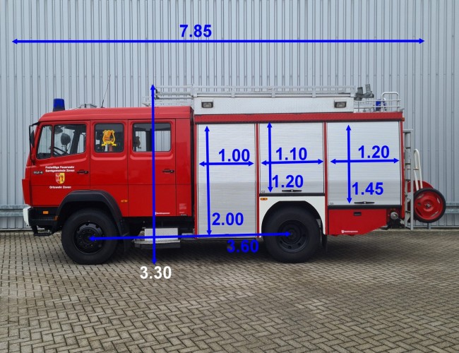 Mercedes-Benz 1124 AF 4x4 - 1.300 ltr -Brandweer, Feuerwehr, Fire brigade- Crew Cab - Expeditie, Camper, Low Gear! TT 4697