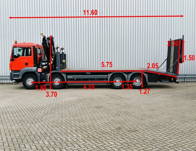 MAN TGS 35.360 8x2 - 16 TM Kraan, Machine transporter, Oprijwagen, afsleepwagen 6,2 T. lier TT 4765