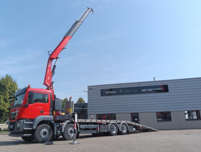 MAN TGS 35.360 8x2 - Fassi 23TM Kraan, Machine transporter, Oprijwagen, afsleepwagen 6.2T. lier TT 4842