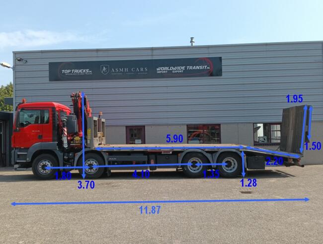 MAN TGS 35.360 8x2 - Fassi 23TM Kraan, Machine transporter, Oprijwagen, afsleepwagen 6.2T. lier TT 4842
