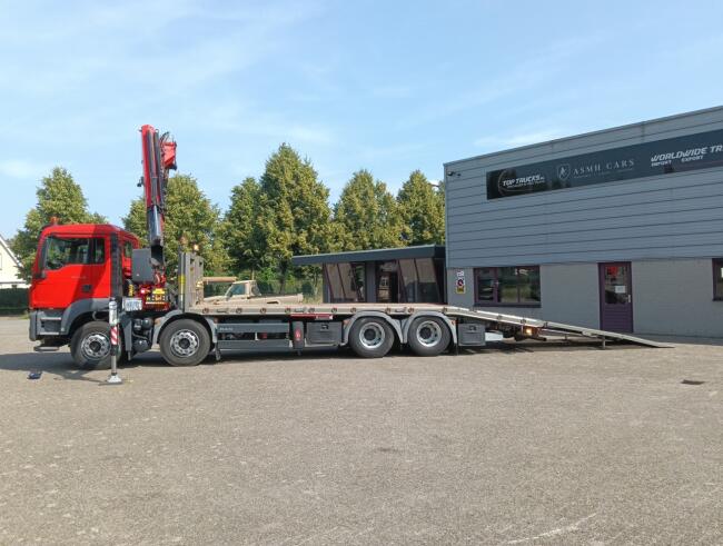 MAN TGS 35.360 8x2 - Fassi 23TM Kraan, Machine transporter, Oprijwagen, afsleepwagen 6.2T. lier TT 4842