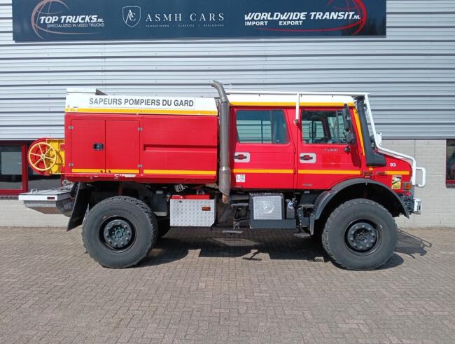 Mercedes-Benz Unimog U 5000 4x4 - (type 437.4) 3.900 ltr -Lier, Winch -Feuerwehr Doppelkabine,Uberrollkafig - Camiva - Expeditievoertuig, Camper TT 4952
