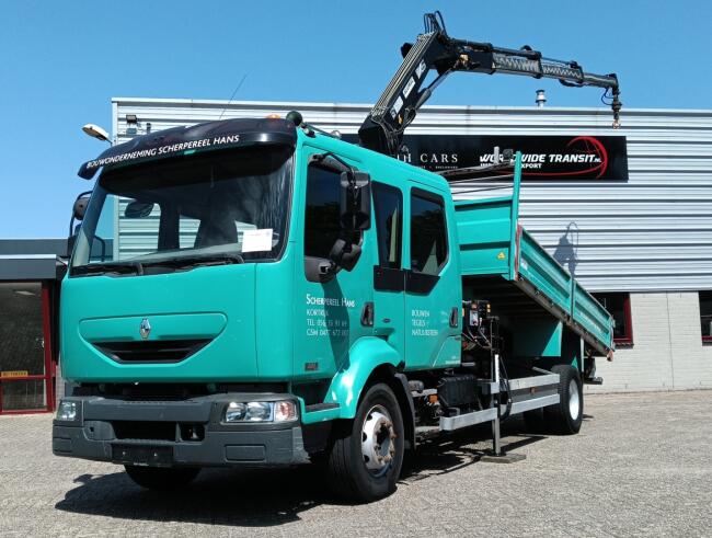 Renault Midlum 220 DCI Hiab 9TM Kraan, Crane, Kran -Dubbele cabine, Crewcab -Kipper, Tipper TT 4962